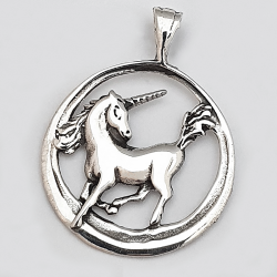 Pendentif argent licorne entourée