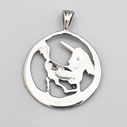 Pendentif argent licorne entourée