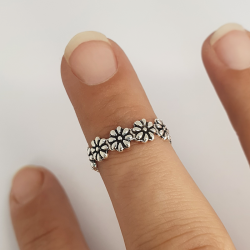 bague de phalange, bout de doigt argent 925 Fleurs