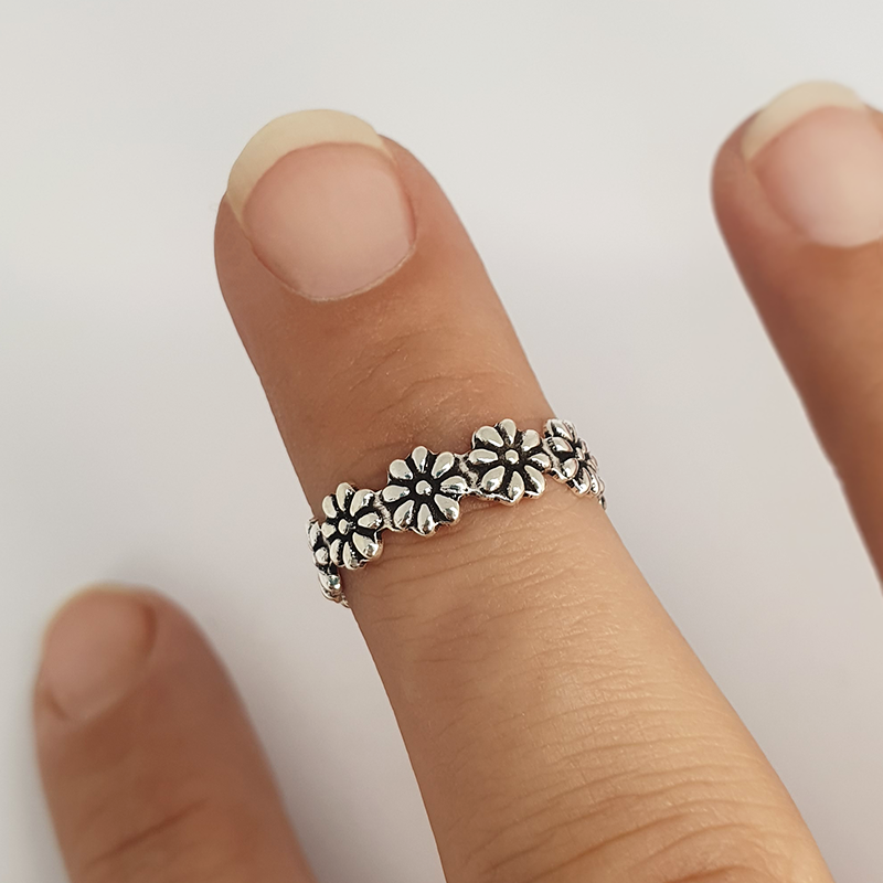 bague de phalange, bout de doigt argent 925 Fleurs