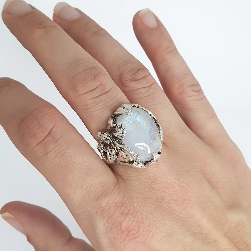 Bijoux Naiades Bague PlaquÃ© Or Pierre De Lune Bague Artémis En