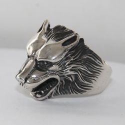 Bague loup argent 