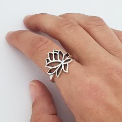 Lotus flower silver 925 ring 