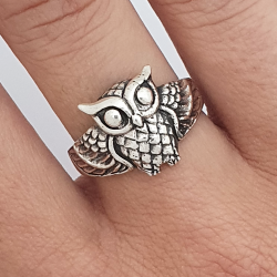 Bague chouette hibou  argent 925