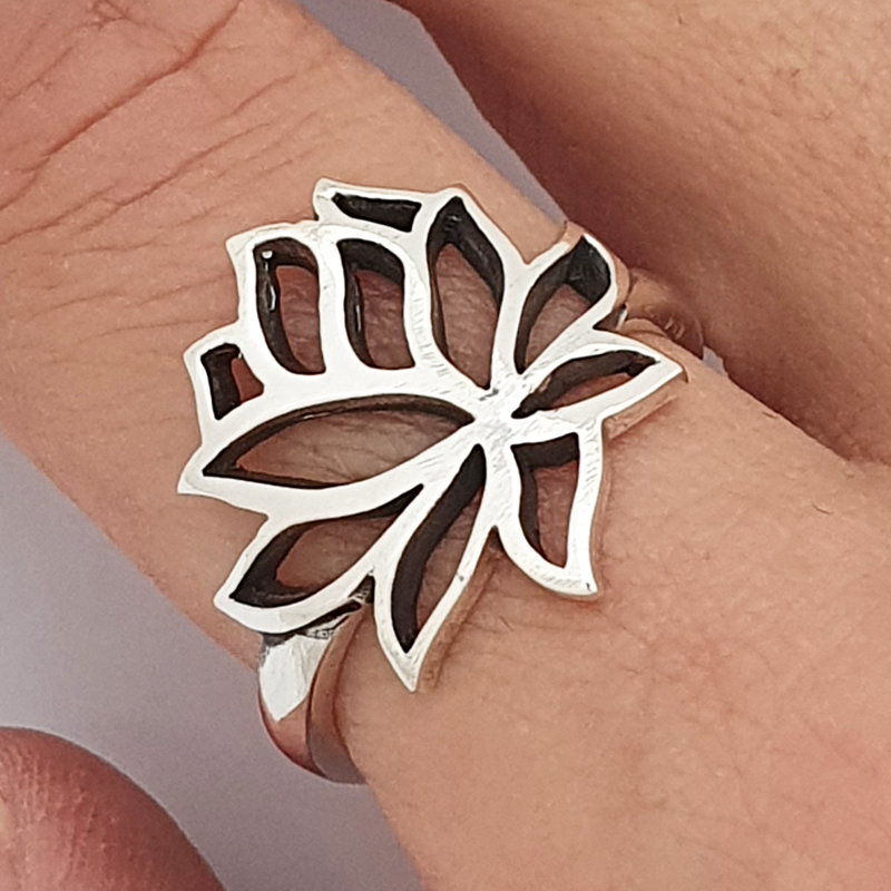 Lotus flower silver 925 ring 
