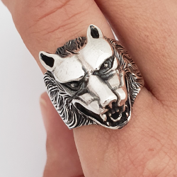 Bague loup argent 