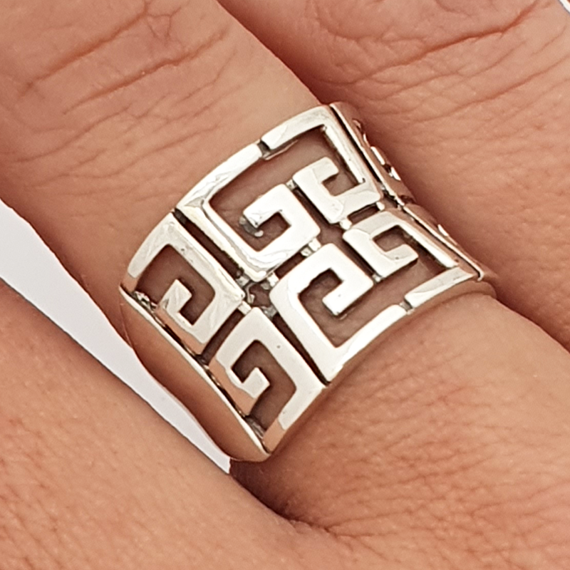 Greek style motif ring