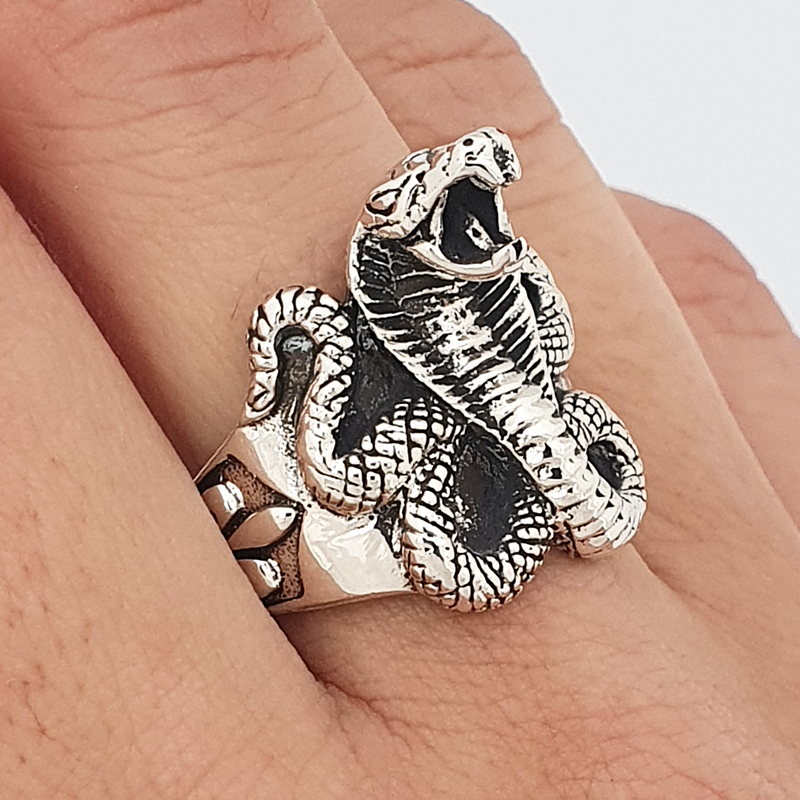 Bague serpent et fleur de lys