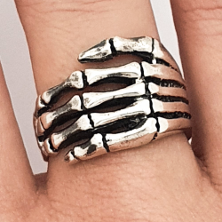Silver ring skeleton hand