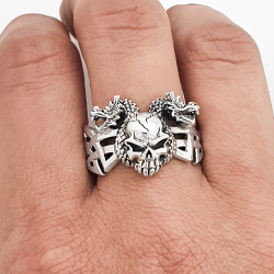 Dragon and skull ring