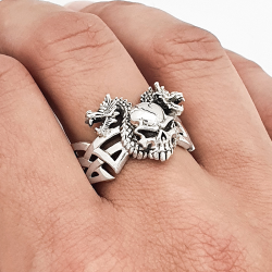Dragon and skull ring