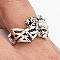 Dragon and skull ring