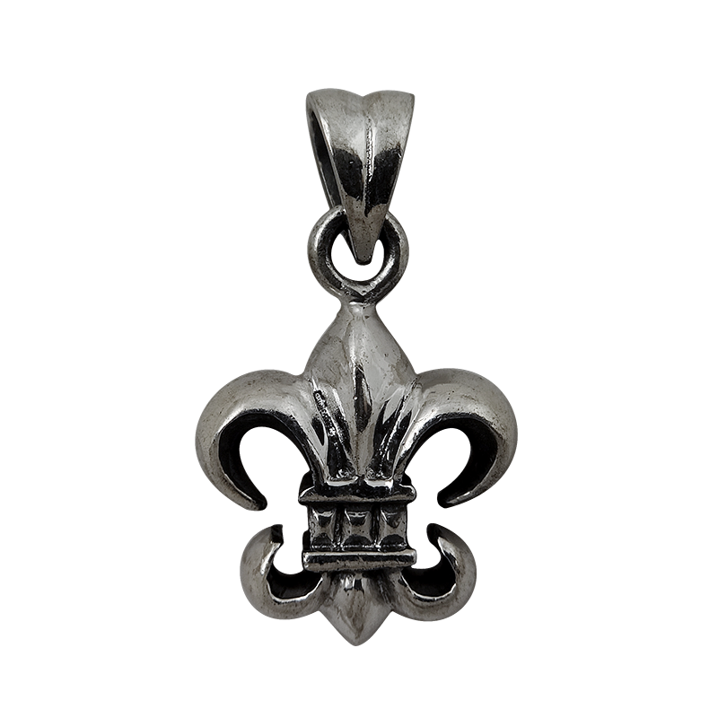 Nr 15 B Fleur-de-Lis pendente in acciaio inox francese Giglio Fleur de Lys 